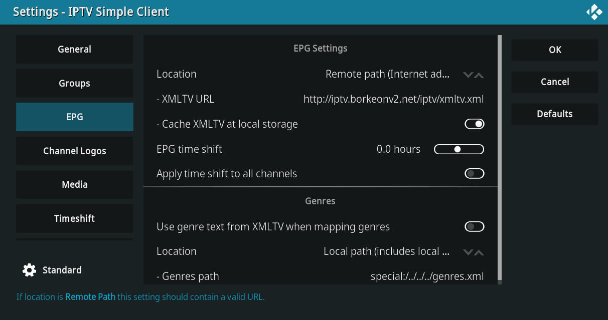 Kodi IPTV Add-on Configuration XMLTV Guide